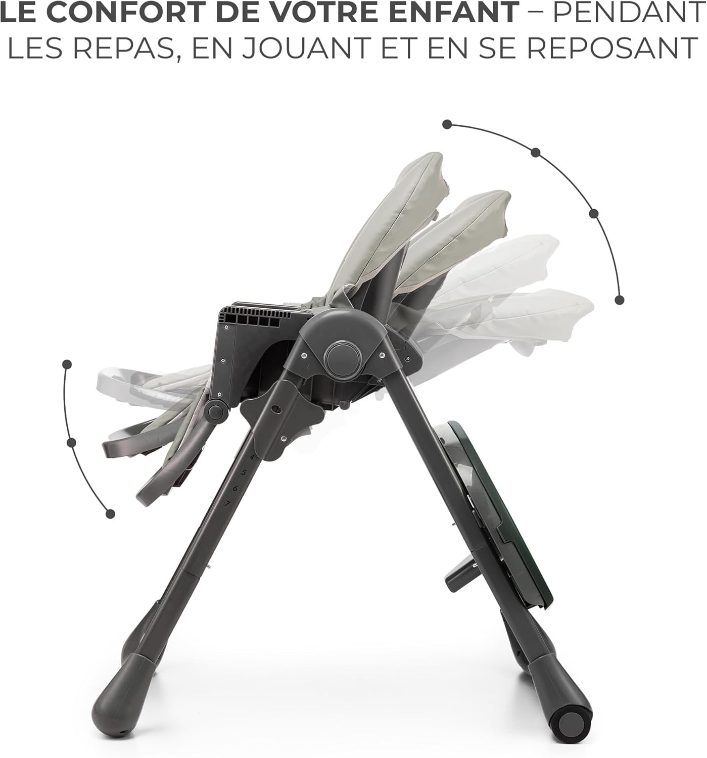 Kinderkraft TUMMIE Chaise Haute Bébé 2 en 1 Inclinable avec Jouets – Beige