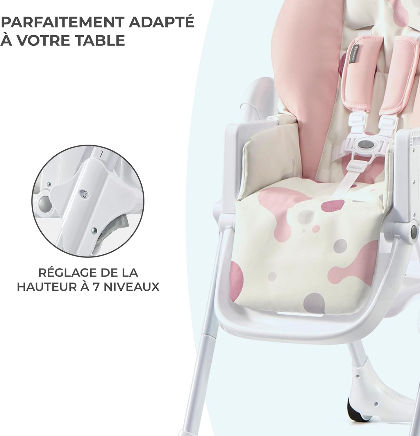 Kinderkraft YUMMY Chaise Haute Bébé Réglable avec Plateau et Repose-Pieds – Gris, jusqu’à 15 kg