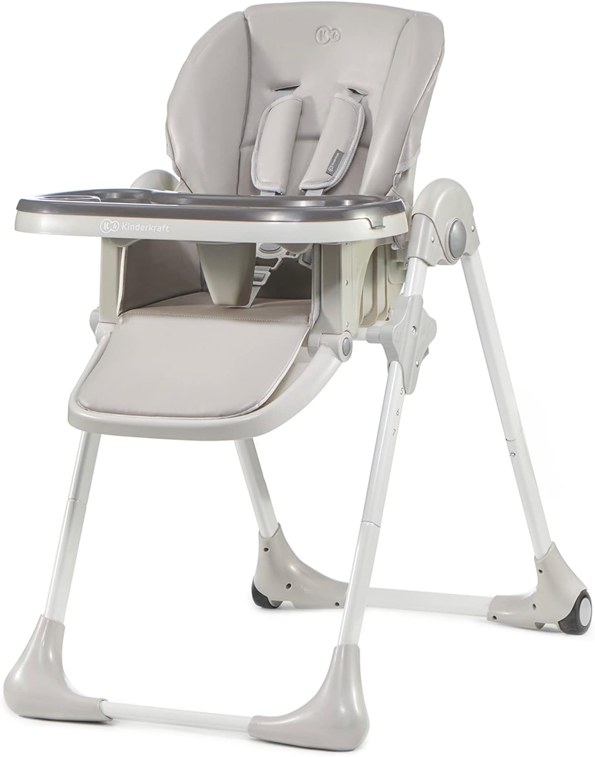 Kinderkraft YUMMY Chaise Haute Bébé Réglable avec Plateau et Repose-Pieds – Gris, jusqu’à 15 kg