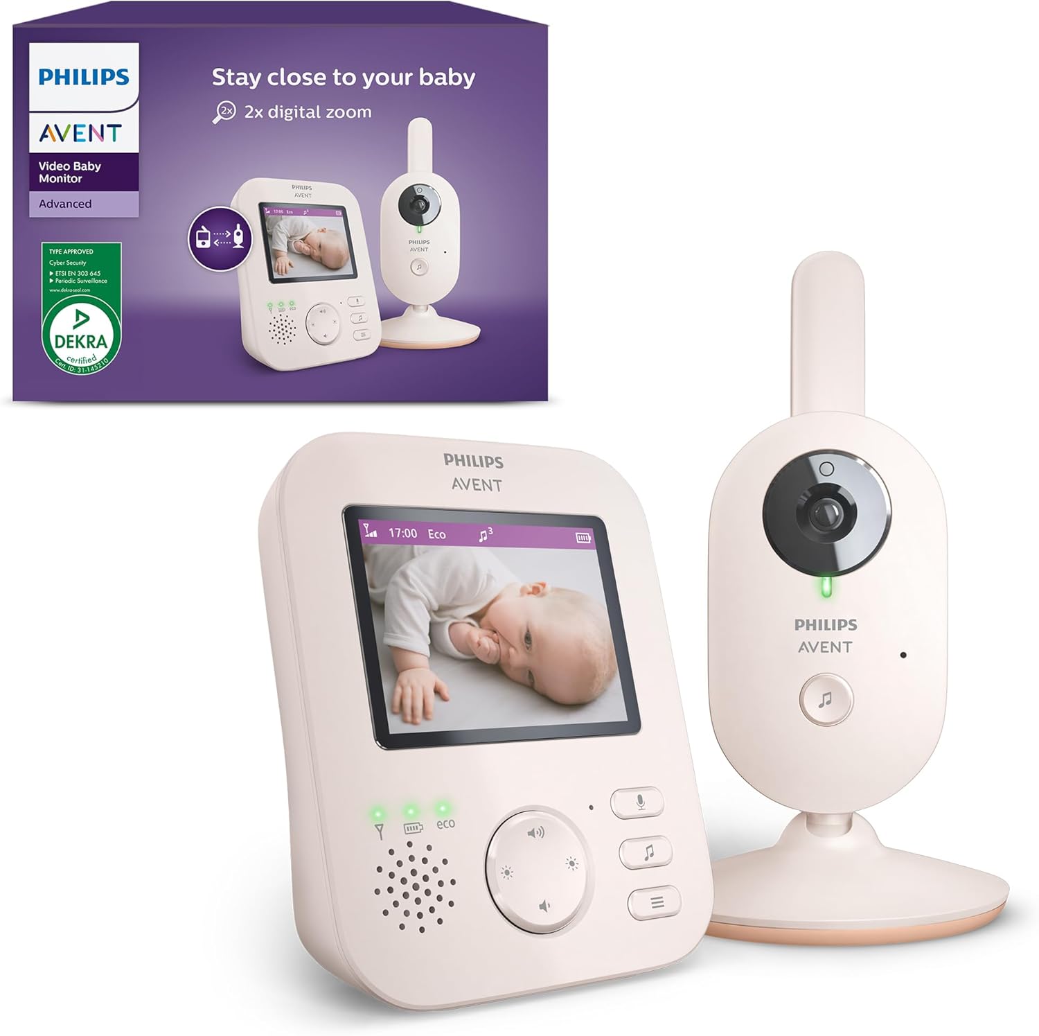 Philips Avent Babyphone Vidéo 2.8" avec Caméra, Vision Nocturne & Audio Bidirectionnel – SCD881/26
