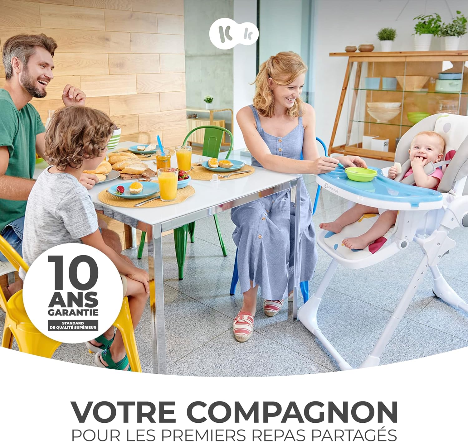 Kinderkraft YUMMY Chaise Haute Bébé Réglable avec Plateau et Repose-Pieds – Gris, jusqu’à 15 kg