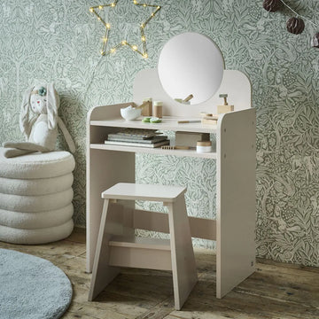 Coiffeuse pour Enfant en Bois avec Chaise Incluse – Couleur Rose