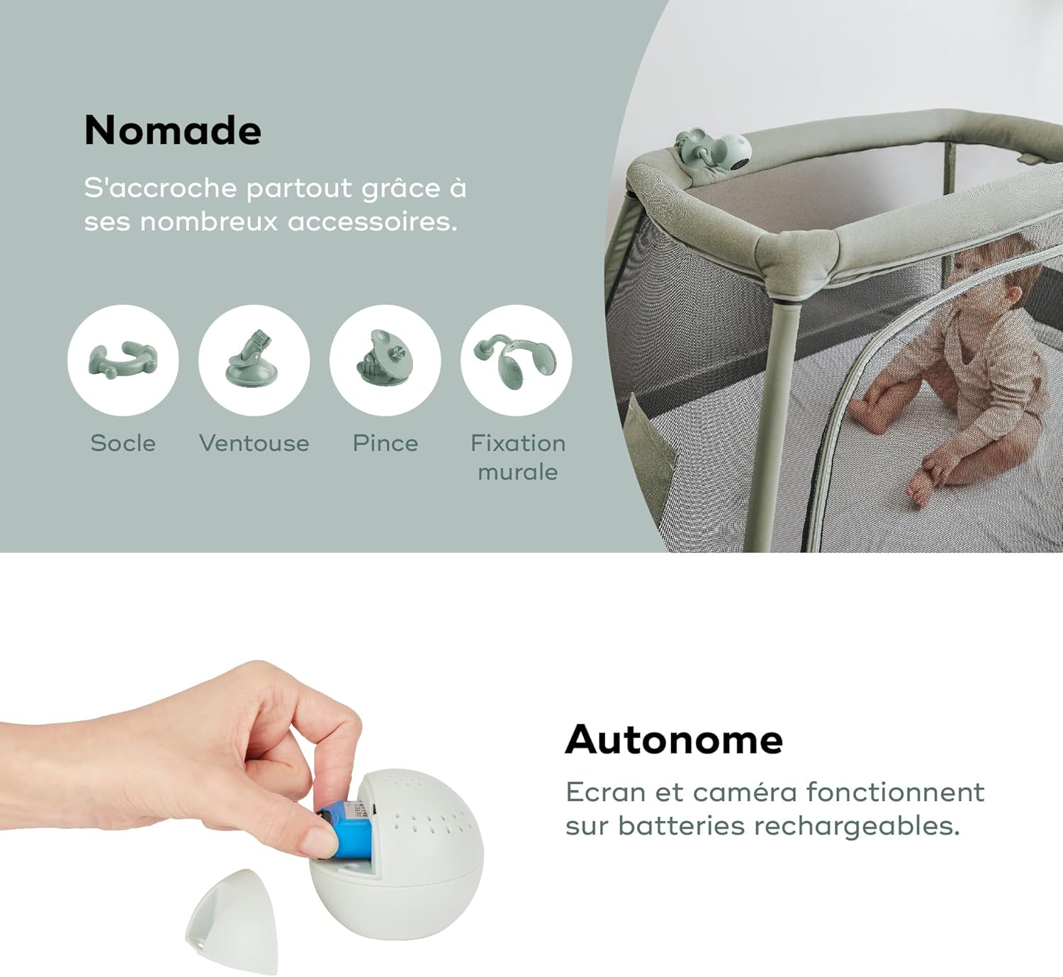 Babymoov Yoo Go+ Babyphone Vidéo 5" HD, Autonomie 8h & Berceuses – Caméra avec Supports