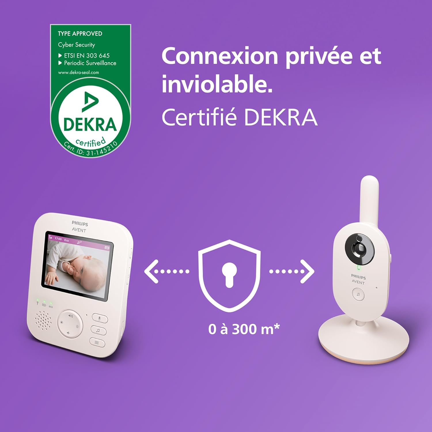 Philips Avent Babyphone Vidéo 2.8" avec Caméra, Vision Nocturne & Audio Bidirectionnel – SCD881/26