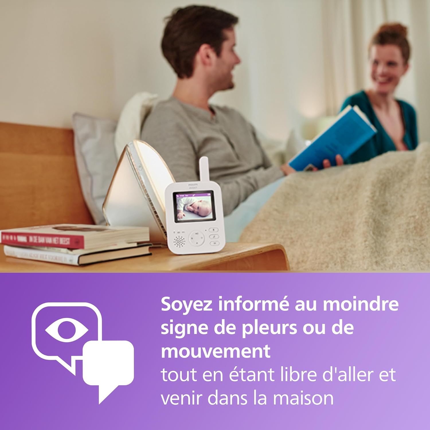 Philips Avent Babyphone Vidéo 2.8" avec Caméra, Vision Nocturne & Audio Bidirectionnel – SCD881/26