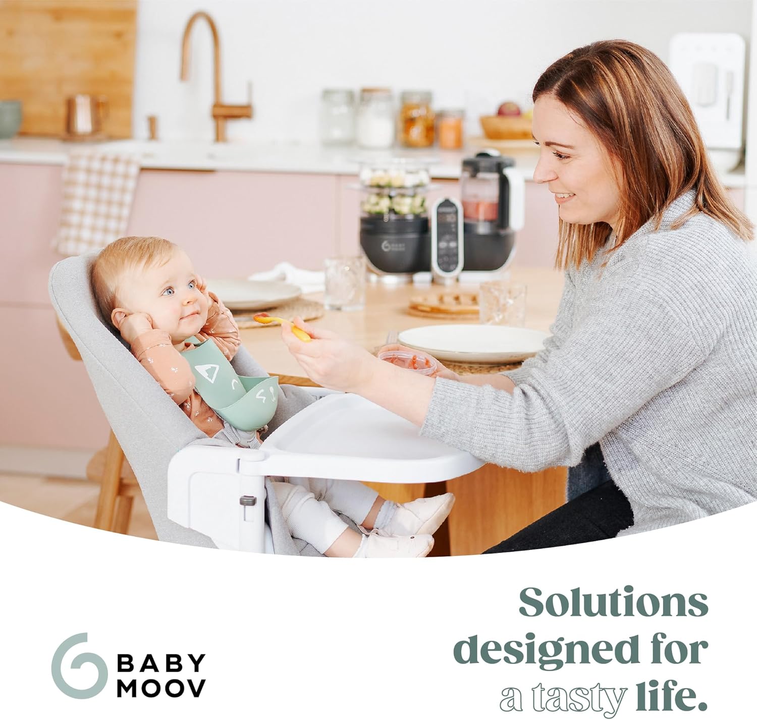 Babymoov Nutribaby(+) Robot Cuiseur Bébé 6 en 1 – 2,2L, Vapeur & Mixeur – Gris